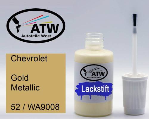 Chevrolet, Gold Metallic, 52 / WA9008: 20ml Lackstift, von ATW Autoteile West.